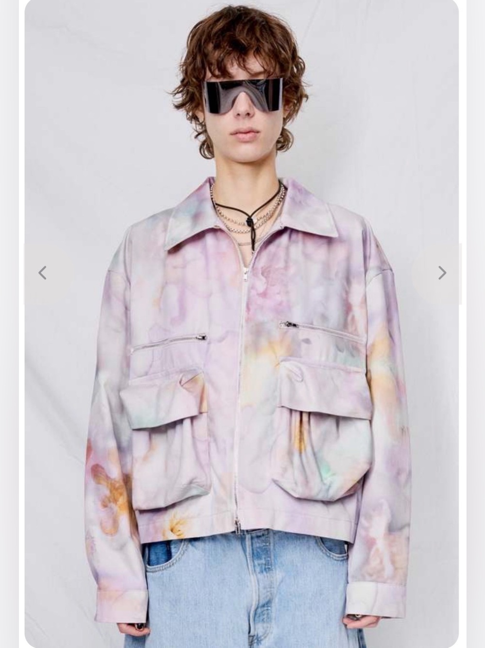 Collina Strada Pastel Lavender and Cream Tie-Dye Zip Jacket